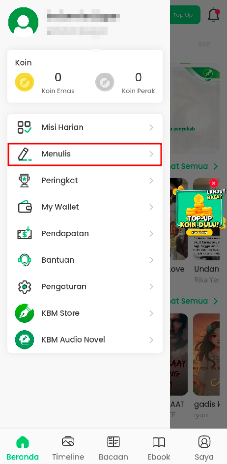 menu menulis