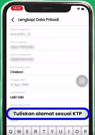 menu data pribadi